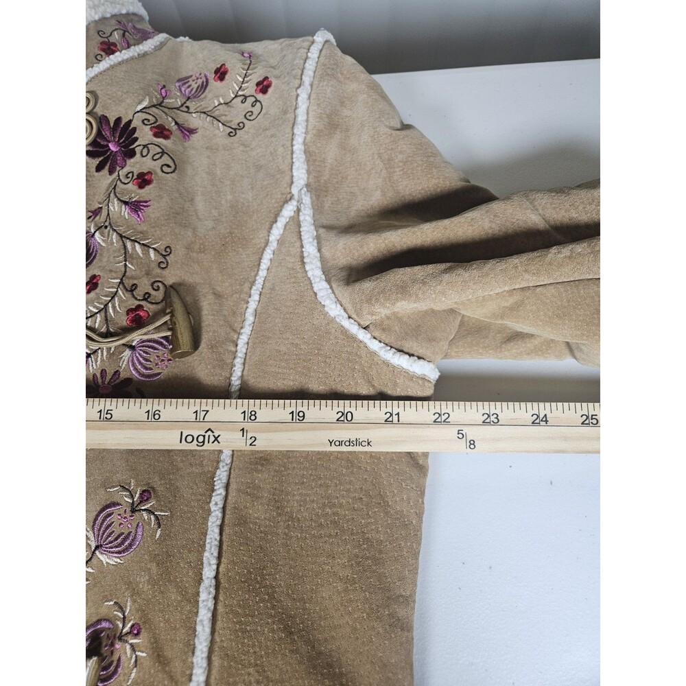 Vintage 90's St John's Bay Sherpa Coat XL Phoebe Buffay Embroidered Suede Jacket - Picture 13 of 16
